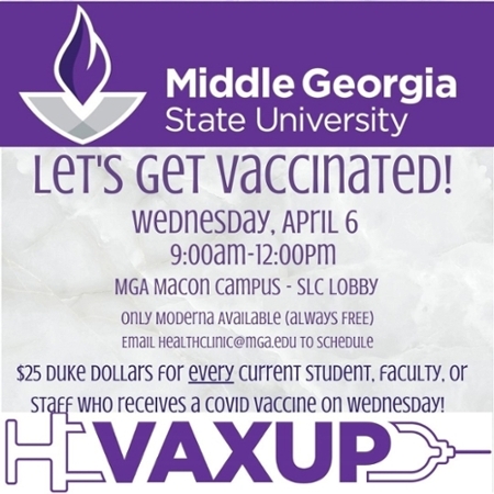 MGA vaccination event flyer.